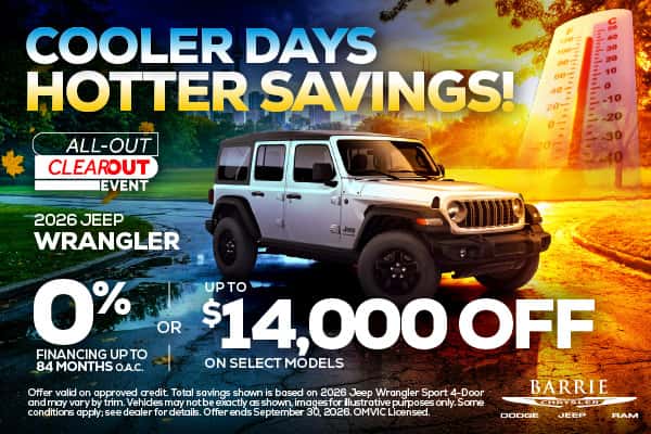 2026 Jeep Wrangler - 0% Financing For Up To 84 Months O.A.C.* OR Up To $14,000 Off On Select Models